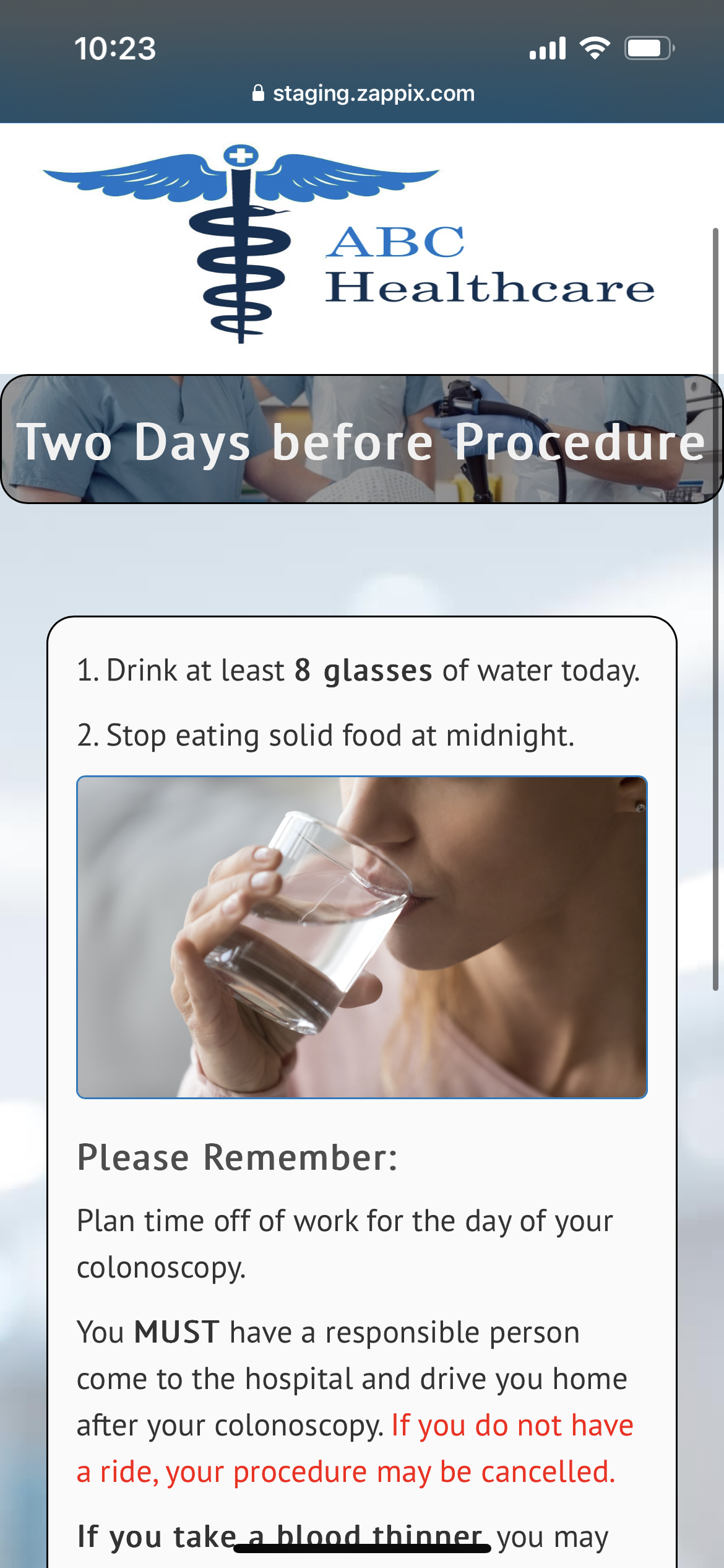 screenshot of Zappix Digital Patient Engagement